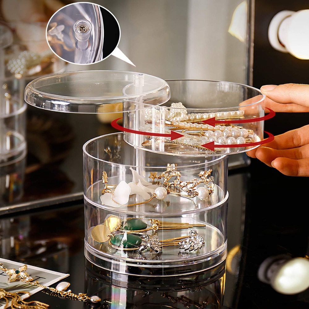 Jewelry & Watches Bench - 360 Rotating Jewelry Organizer Clear Plastic