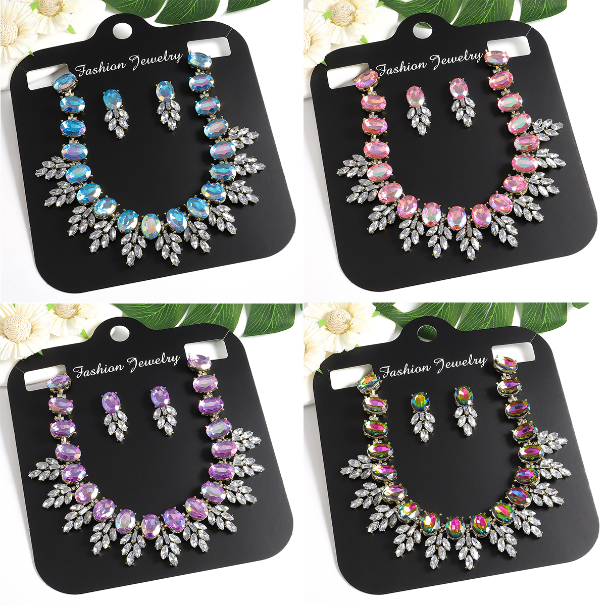 Eve Jewelry & Watches Distribuidor Oficial Rolex - girlgo 3pcs/set luxurious Rhinestone Necklace Leaf
