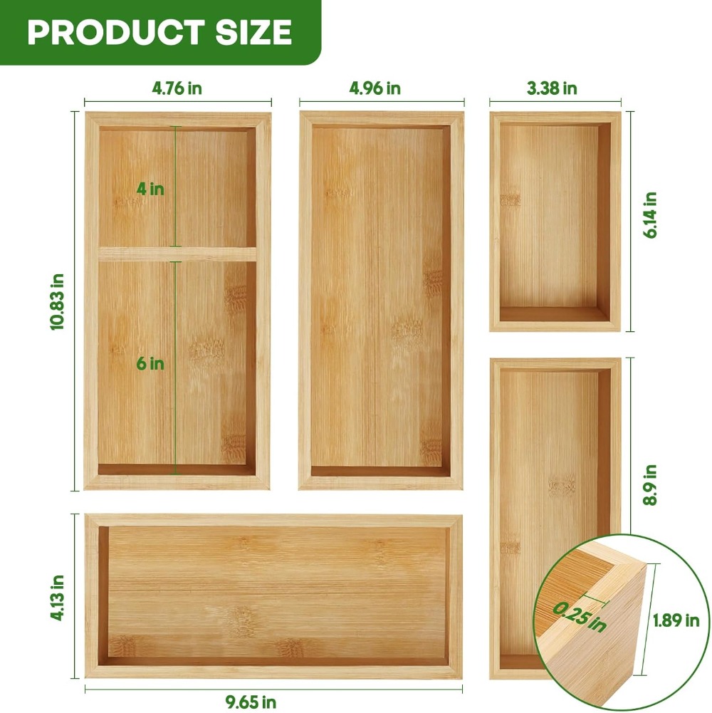 5-Piece Bamboo Drawer Organize - огляд і ціна Jewelry & Watches Bench
