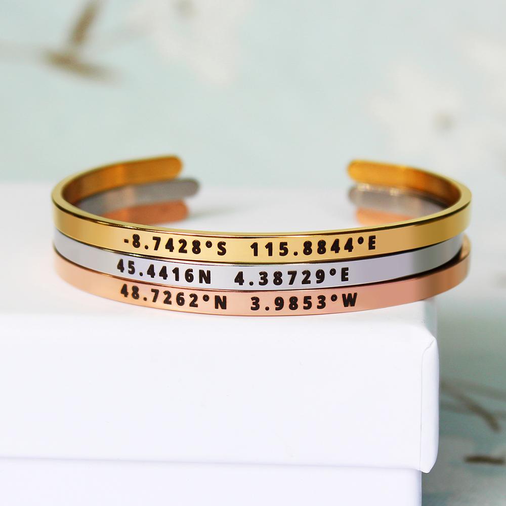 4mm Width Custom Coordinates B - огляд і ціна Rose Gold Bracelet